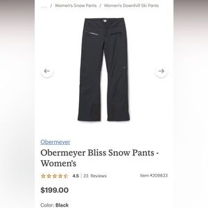 Black Snow Pants Size 6 (Perfect Condition)
